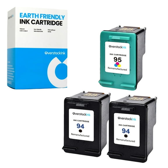 OverstockInk 94 and 95 Ink Cartridges 3-Pack Compatible for HP 94 95 for OfficeJet H470 K7100 (2 BK, 1 C)