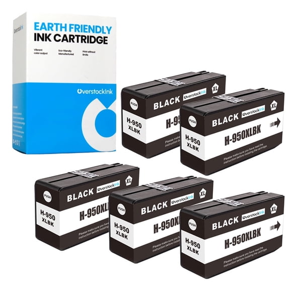 OverstockInk 950XL Cartridges Compatible for HP950 HP950XL for OfficeJet Pro 8600 (5 Black)