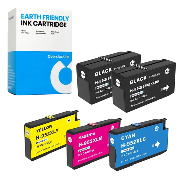 OverstockInk 952XL Printer Ink Cartridges 5-Pack Compatible for HP 952 952XL for OfficeJet Pro 8746 (2 BK, 1 each C, M, Y)