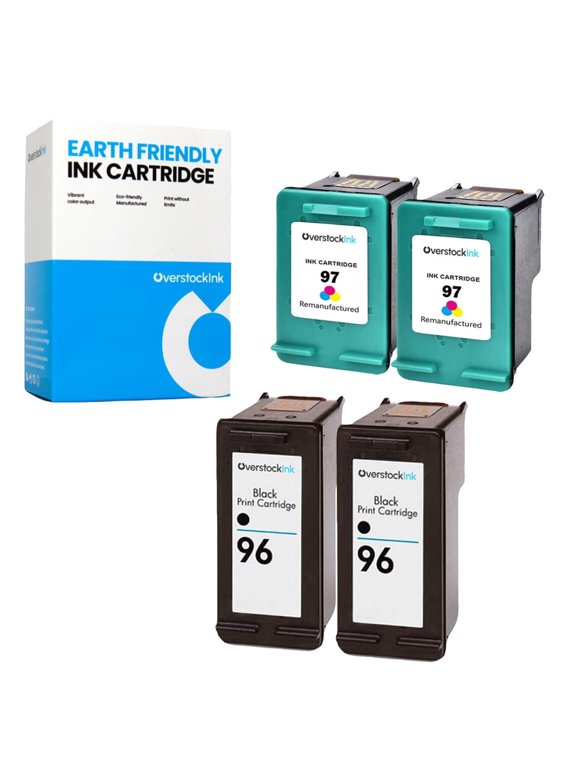OverstockInk 96 97 Combo Pack of 4 Ink Cartridges Compatible for 96 97 for PhotoSmart 8150 (2 BK, 2 C)