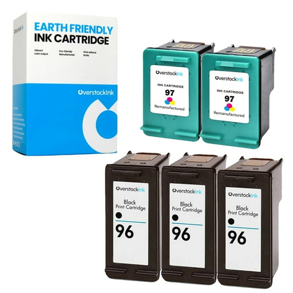 OverstockInk 96 97 Combo Pack of 5 Cartridges Compatible for HP 96 97 for PhotoSmart B8300 (3 BK, 2 C)