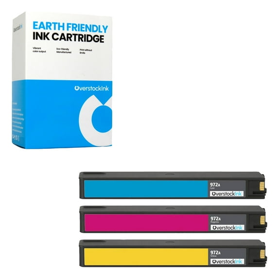 OverstockInk 972A Color Ink Cartridges Compatible for HP 972A Ink for PageWide Pro 452dwt Pro 477dn Pro 477dw Pro 477dwt Pro 552dw Pro 577dw Pro 577dw MFP Pro 577z (1 each Cyan, Magenta, Yellow)