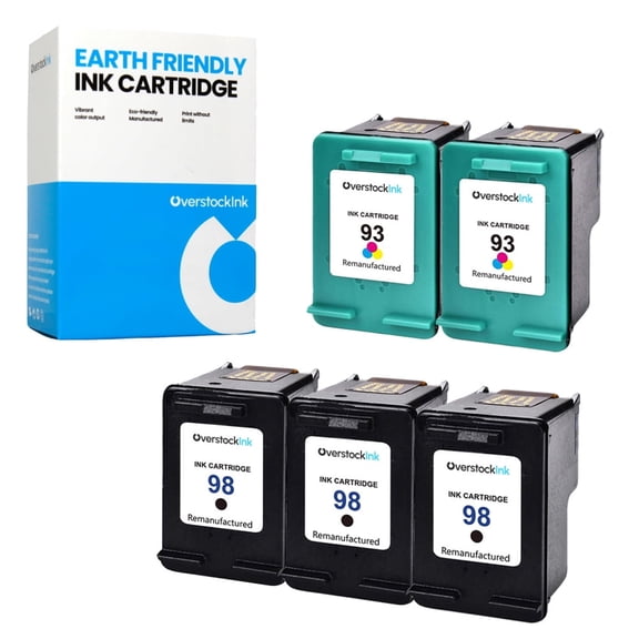 OverstockInk 98 93 Combo Cartridges 5-Pack Compatible for HP98 HP93 for PhotoSmart C4180 (3 BK, 2 C)