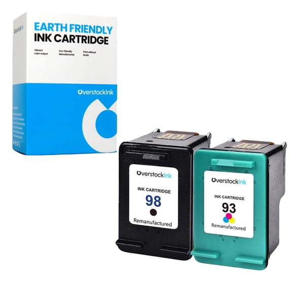 OverstockInk 98 93 Ink Cartridges 2-Pack Compatible for HP 98 93 for DeskJet D4145 D4155 (1 BK, 1 C)