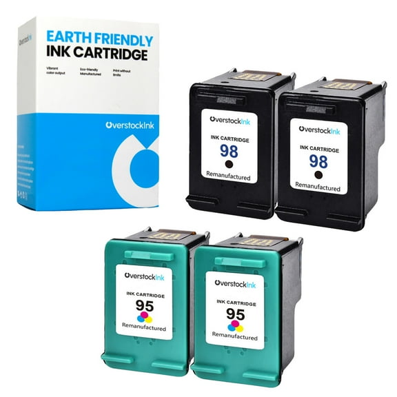 OverstockInk 98 95 Combo Pack of 4 Ink Cartridges Compatible for HP 98 95 for PhotoSmart C4190 (2 BK, 2 C)