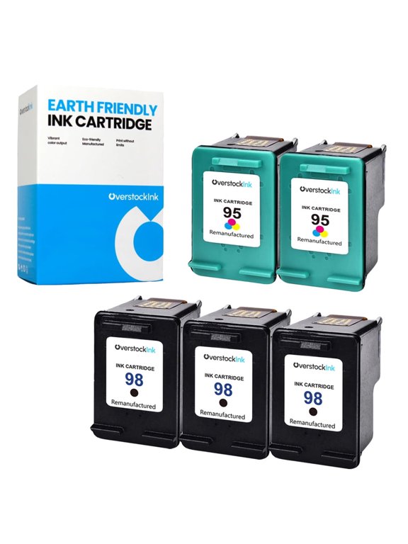 OverstockInk 98 95 Combo Pack of 5 Cartridges Compatible for HP98 HP95 for PhotoSmart D5060 (3 BK, 2 C)