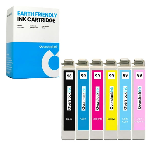OverstockInk 98 99 Combo Pack of 6 Ink Cartridges Compatible for Epson 98 99 for Artisan 810 (1 each BK, C, M, Y, LC, LM)