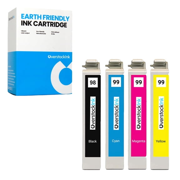 OverstockInk 98 99 Ink Cartridges 4-Pack Compatible for Epson 98 99 for Artisan 700 (1 each BK, C, M, Y)