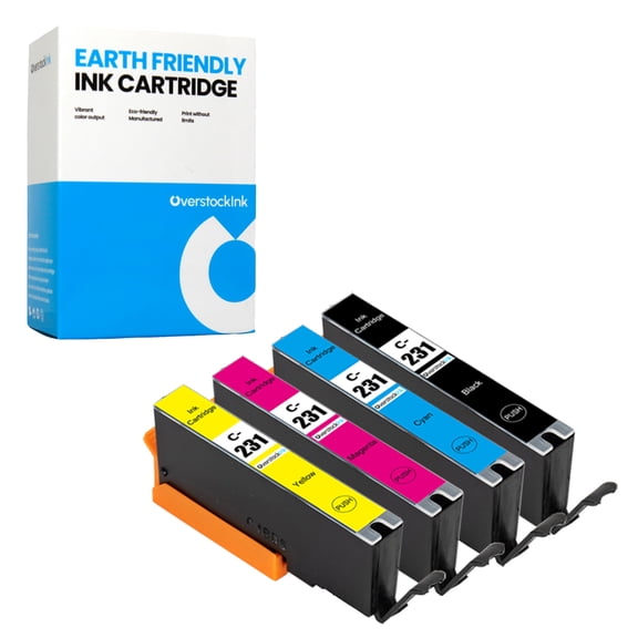 OverstockInk CLI-231 Ink Cartridges Compatible for Canon CLI-231 for PIXMA TS8820 (1 each Black, Cyan, Magenta, Yellow)