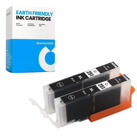 OverstockInk CLI-251XLBK Ink Cartridge Compatible for Canon CLI-251XL Ink Cartridge for PIXMA IP7220 iP8720 iX6820 MG5420 MG5422 MG5500 MG5520 MG5522 MG5620 MG5622 MG6320 MG6420 MG6620 (2 Black)