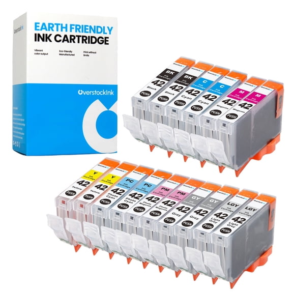 OverstockInk CLI-42 16PK Ink Cartridges Compatible for Canon 42 Ink for PIXMA PRO-100S (2 each BK, C, M , Y, PC, PM, GY, LGY)