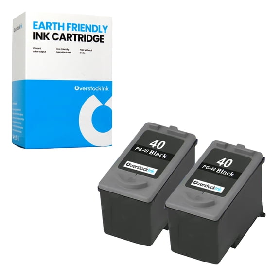 OverstockInk Canon 40 Ink Cartridges Compatible for PG-40 Ink Cartridge for PIXMA iP2200 iP2500 iP2600 MP140 MP150 MP160 MP170 MP180 MP190 MP210 MP220 MP450 MP460 MP470 MX300 MX310 MX318 (2 Black)