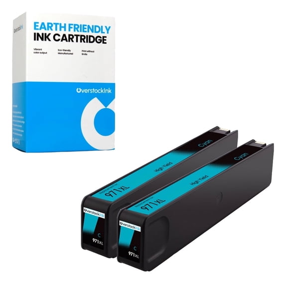 OverstockInk Cyan 971XL Ink Cartridges Compatible for HP 971 OfficeJet Pro X451dn X451dw X476dn X476dw X551dw X576dw (2 Cyan)