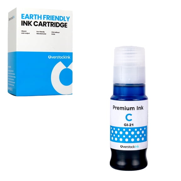OverstockInk GI-21 Cyan Ink Bottle Compatible for Canon GI-21 for PIXMA G3270 (1 Cyan)