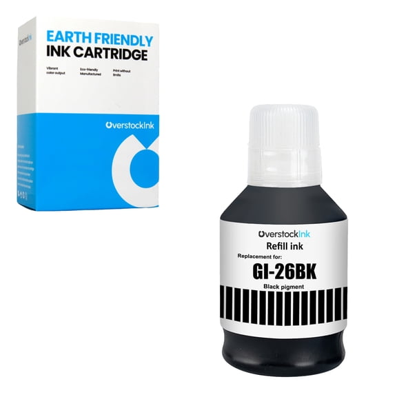 OverstockInk GI-26 Black Ink Bottle Compatible for Canon GI-26 for MAXIFY GX3020 (1 Black)