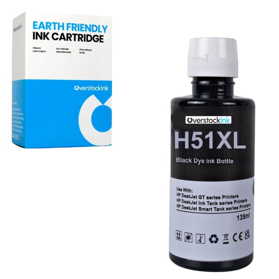 OverstockInk GT51XL Black Ink Bottle Compatible for HP GT51 Ink Bottle for DeskJet GT 5810 GT 5811 GT 5820 GT 5821 GT 5822 Ink Tank 115 116 310 315 318 319 410 412 415 416 418 419 (1 Black)