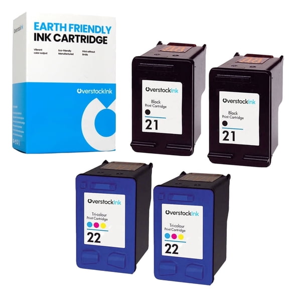 OverstockInk 21 22 Cartridges 4-Pack Compatible for HP 21 22 for OfficeJet J3625 J3635 (2 BK, 2 C)
