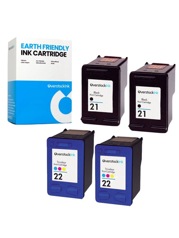 OverstockInk 21 22 Cartridges 4-Pack Compatible for HP 21 22 for OfficeJet J3625 J3635 (2 BK, 2 C)