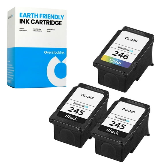 OverstockInk Ink Cartridges 245 and 246 Compatible for Canon PG-245 CL-246 for PIXMA TS3100 (2 Black, 1 Tri-color)