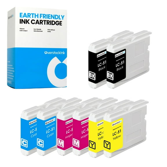 OverstockInk LC-51 Ink Cartridges Compatible for Brother LC51 Ink for MFC 5860CN (2 each Black, Cyan, Magenta, Yellow)