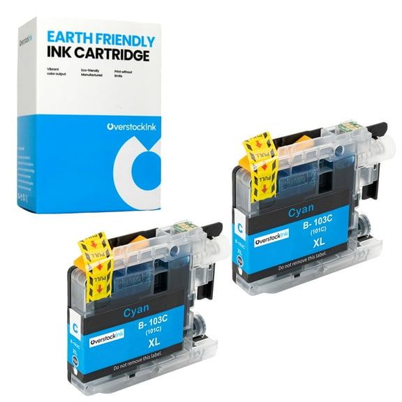 OverstockInk LC103 Cyan Ink Cartridges Compatible for Brother LC103 Ink for MFC-J285DW (2 Cyan)
