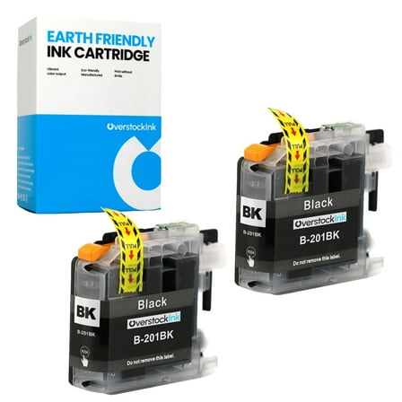 OverstockInk LC201 Black Ink Cartridges Compatible for Brother LC201 Ink for MFC J485DW (2 Black)