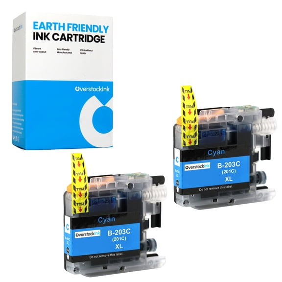 OverstockInk LC203 Cyan Ink Cartridges Compatible for Brother LC203 Ink for MFC-J4625DW (2 Cyan)