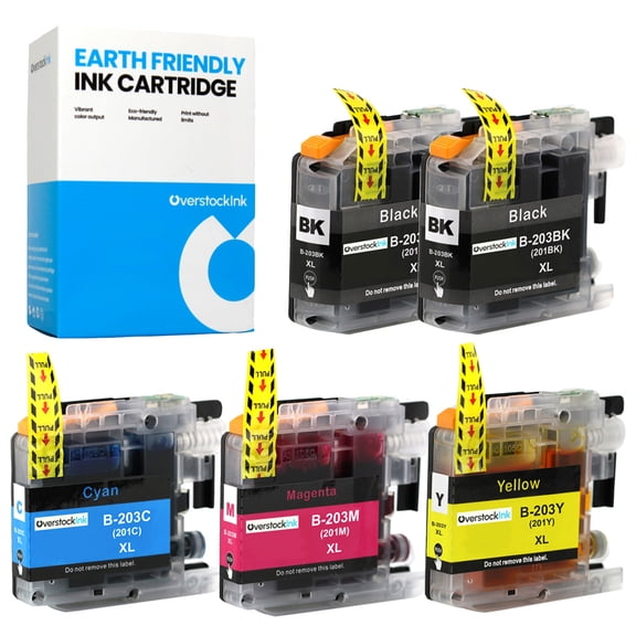 OverstockInk LC203 Printer Cartridges Compatible for Brother LC203 Ink for MFC-J5620DW (2 Black, 1 each Cyan, Magenta, Yellow)