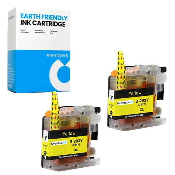 OverstockInk LC203 Yellow Ink Cartridges Compatible for Brother LC203 Ink for MFC-J485DW (2 Yellow)