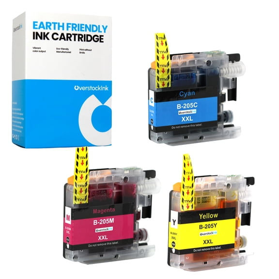 OverstockInk LC205 Color Ink Cartridges Compatible for Brother LC205 Ink Cartridge for MFC J4320DW J4420DW J4620DW J5520DW J5620DW J5720DW (1 each Cyan, Magenta, Yellow)