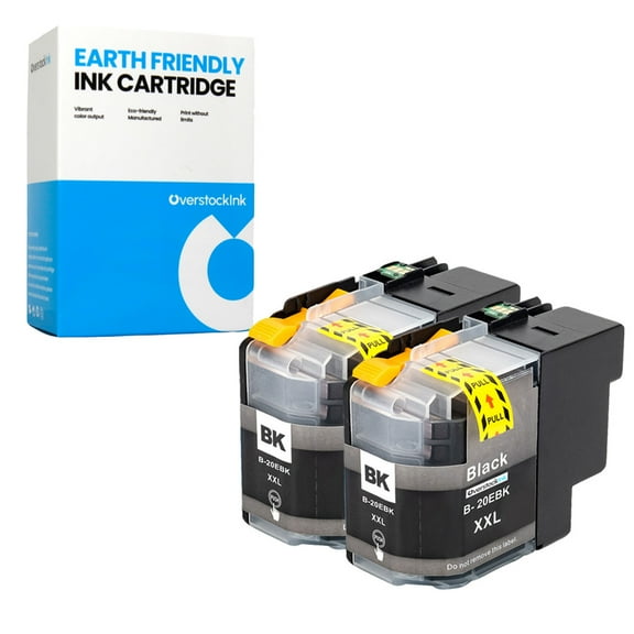 OverstockInk LC20E Black Ink Cartridges Compatible for Brother LC20E Ink for MFC-J775DW XL (2 Black)