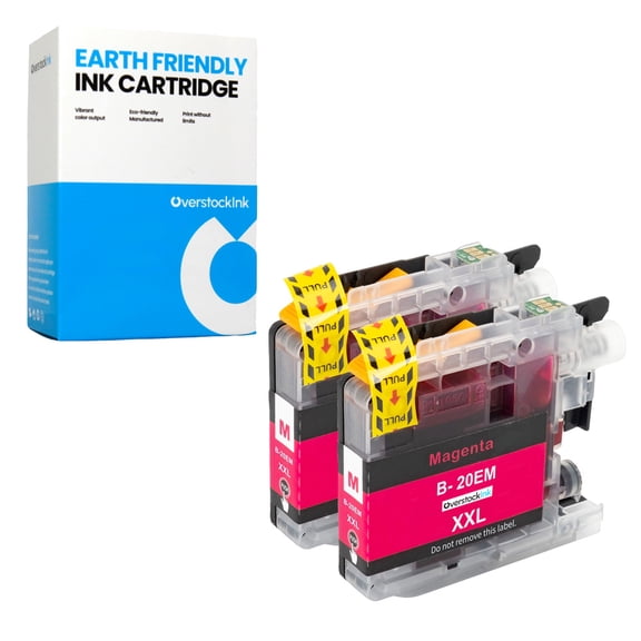 OverstockInk LC20E Magenta Ink Cartridges Compatible for Brother LC20E Ink for MFC-J985DW (2 Magenta)