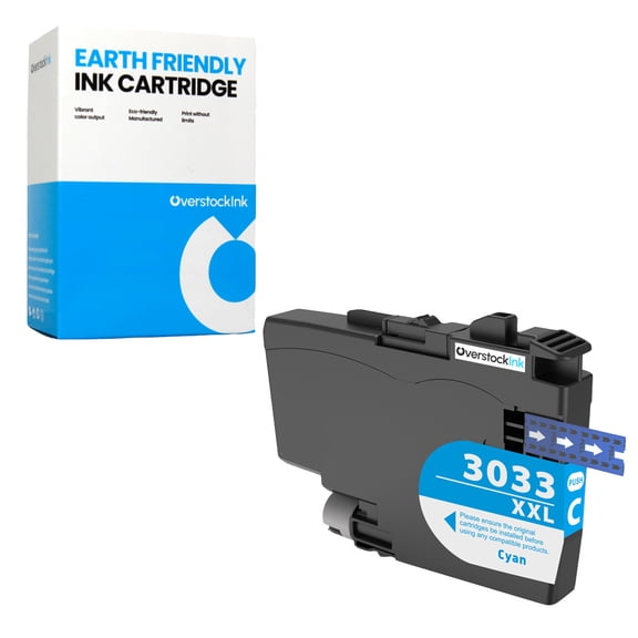 OverstockInk LC3033 Cyan Ink Cartridge XXL Compatible for Brother LC3033 Ink for MFC-J805DW XL (1 Cyan)
