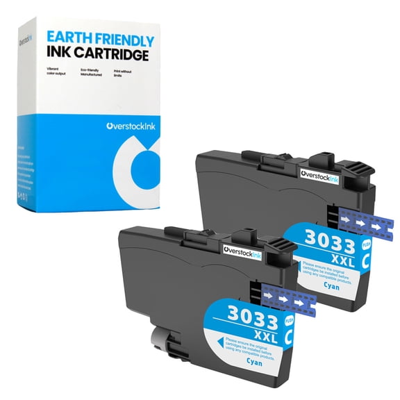 OverstockInk LC3033 Cyan XXL Ink Cartridges Compatible for Brother LC3033 Ink for MFC-J805DW (2 Cyan)