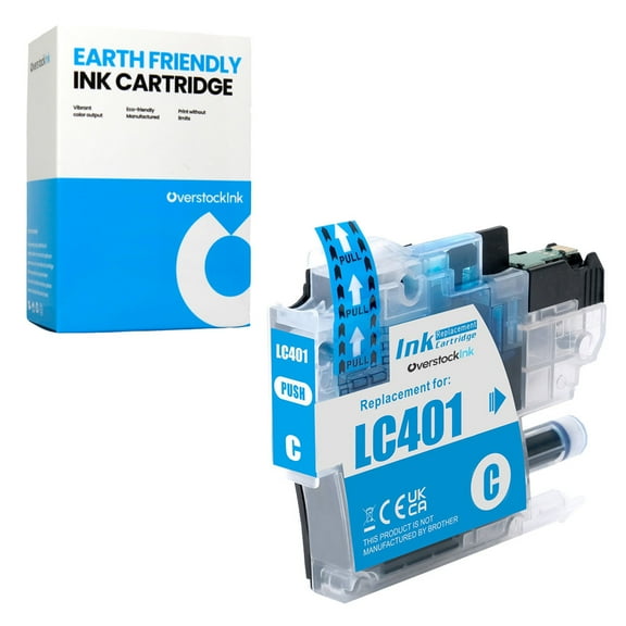 OverstockInk LC401 Cyan Ink Cartridge Compatible for Brother LC401 Ink Cartridge for DCP-J1140DW (1 Cyan)