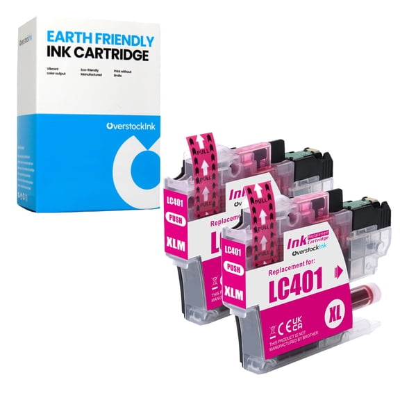 OverstockInk LC401XL Magenta Ink Cartridges Compatible for Brother LC401 Ink Cartridge for (2 Magenta)