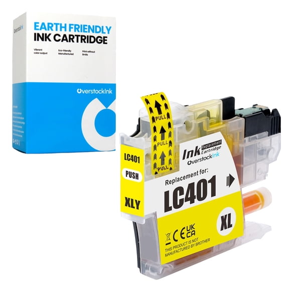 OverstockInk LC401XL Yellow Ink Cartridge Compatible for Brother LC401 Ink for MFC-J1010DW (1 Yellow)