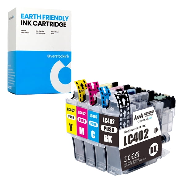 OverstockInk LC402 Ink Cartridge Combo Pack of 4 Compatible for Brother LC402 Ink Cartridge for MFC-J5340DW J6540DW J6740DW J6940DW (1 each Black, Cyan, Magenta, Yellow)