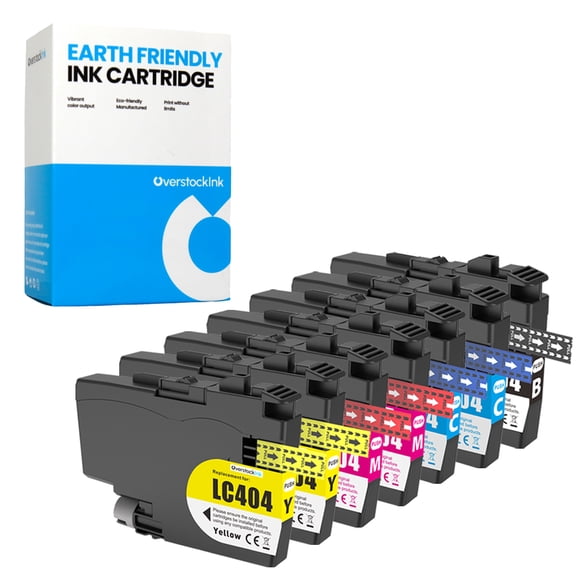 OverstockInk LC404 Ink Cartridges Compatible for Brother LC404 Ink Cartridge for DCP Series J1200W MFC Series J1205W J1205W XL J1215W (1 Black, 2 each Cyan, Magenta, Yellow)