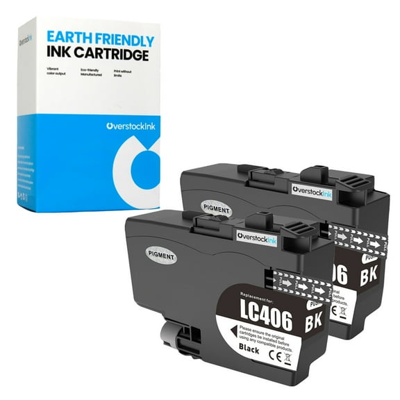 OverstockInk LC406 Black Ink Cartridges Compatible for Brother LC406 Ink for MFC-J4540DW (2 Black)
