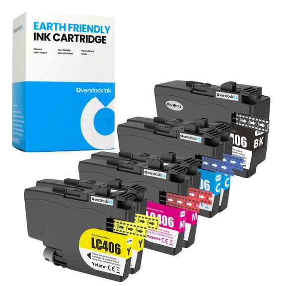 OverstockInk LC406 Printer Cartridges Compatible for Brother LC406 Ink for MFC-J4345DW (1 Black, 2 each Cyan, Magenta, Yellow)