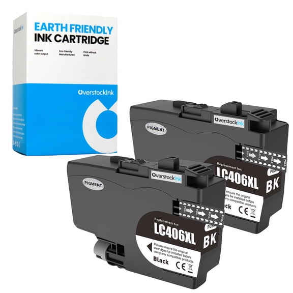 OverstockInk LC406XL Black Ink Cartridges Compatible for Brother LC406 Ink for MFC-J4540DW (2 Black)