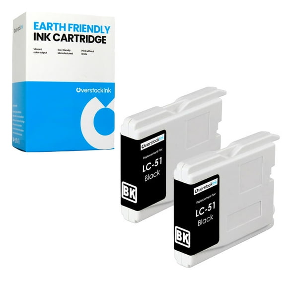 OverstockInk LC51 Black Ink Cartridges Compatible for Brother LC51 Ink for MFC 465CN 5460CN (2 Black)