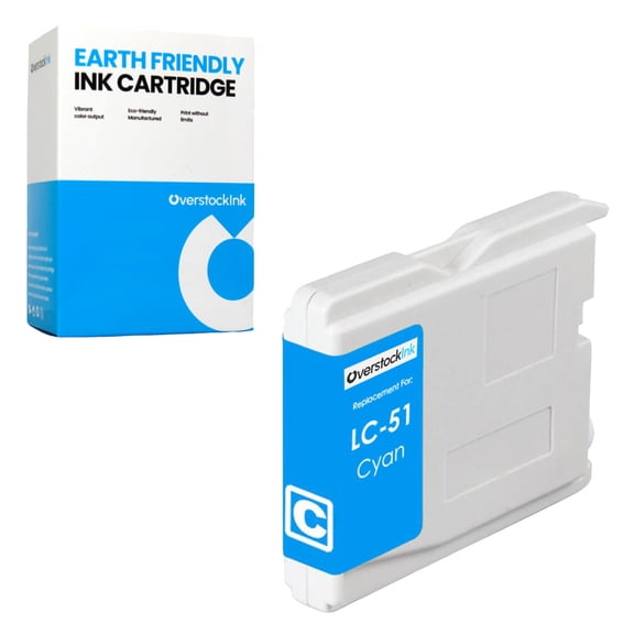 OverstockInk LC51 Cyan Ink Cartridge Compatible for Brother LC51 Ink for IntelliFAX 1360 (1 Cyan)