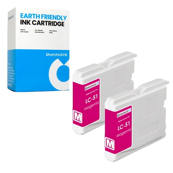 OverstockInk LC51 Magenta Ink Cartridges Compatible for Brother LC51 Ink for DCP 750CW (2 Magenta)