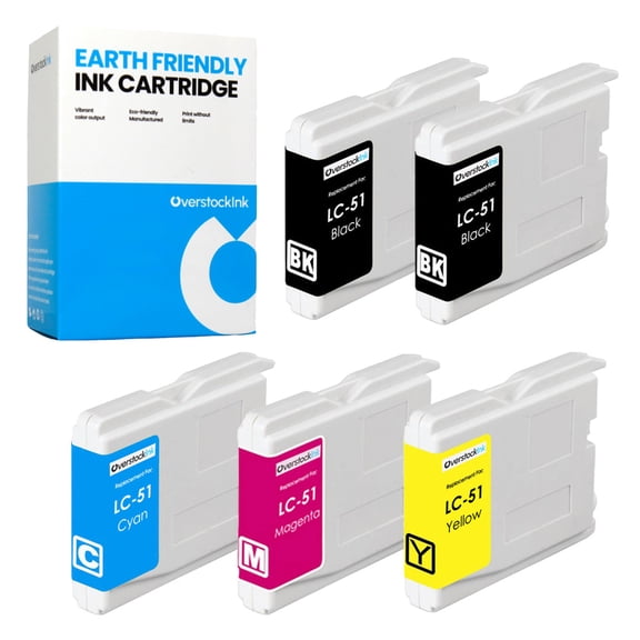 OverstockInk LC51 Series Ink Cartridges Compatible for Brother LC51 Ink for DCP 560CN (2 Black, 1 each Cyan, Magenta, Yellow)