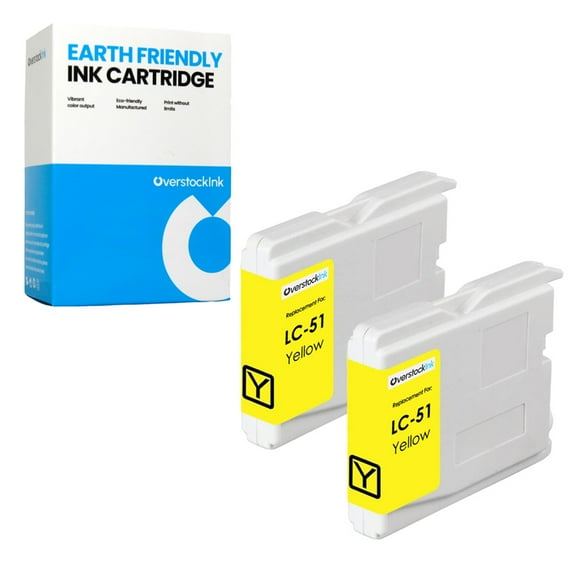 OverstockInk LC51 Yellow Ink Cartridges Compatible for Brother LC51 Ink for MFC 680CN (2 Yellow)