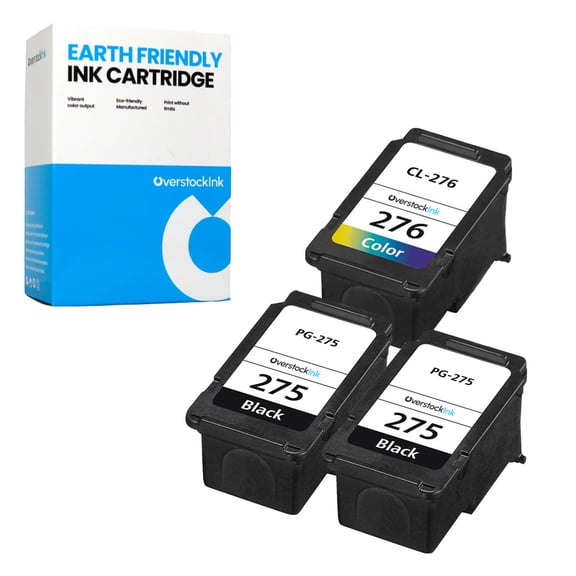 OverstockInk PG-275 CL-276 Ink Cartridges 3-Pack Compatible for Canon PG-275 CL-276 for PIXMA TS3520 (2 Black, 1 Tri-color)