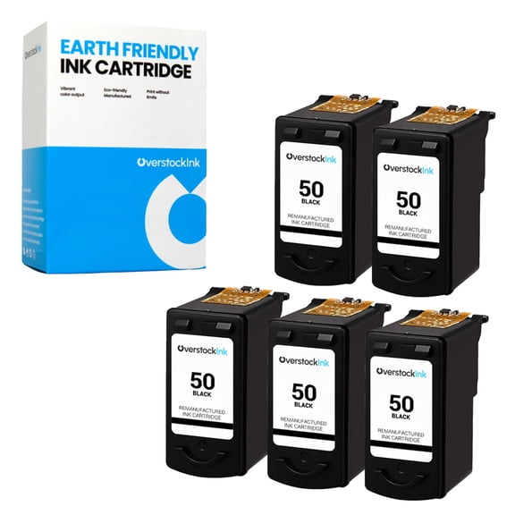 OverstockInk PG50 Ink Cartridges Compatible for Canon PG-50 Ink Cartridge for FAX JX200 JX210P JX300 PIXMA MP150 MP160 MP170 MP180 MP450 MP460 MX300 MX310 MX318 (5 Black)