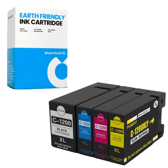 OverstockInk PGI-1200XL Ink Cartridges Compatible for Canon PGI-1200XL Ink Cartridge for MAXIFY MB2020 MB2120 MB2320 MB2720 (1 each Black, Cyan, Magenta, Yellow)